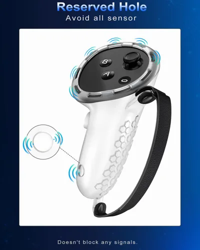 Vista 3 de AMZDM VR Controller Grips for Meta Oculus Quest 3 Touch Plus Controllers Grip Covers Anti-throw Knuckle Straps Protector with Thumbstick Covers