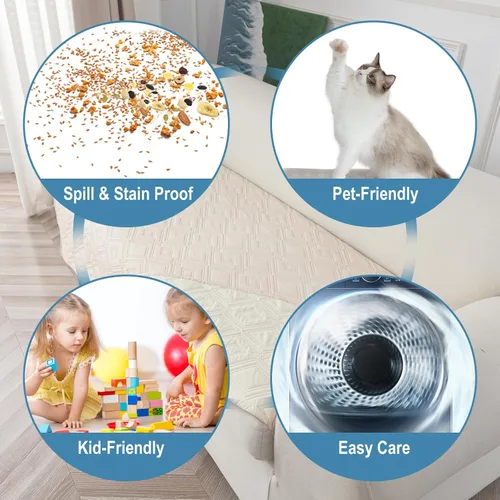 Vista 4 de Genina Juego de 2 Fundas de Reposabrazos para Sofá 100% Impermeables, Fundas para Reposabrazos de Sofá, Sillón, Protectores Antideslizantes