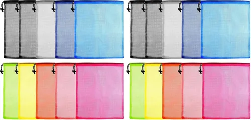 Vista 10 de KUUQA 15 bolsas de malla con cordón, 9 colores Colorido