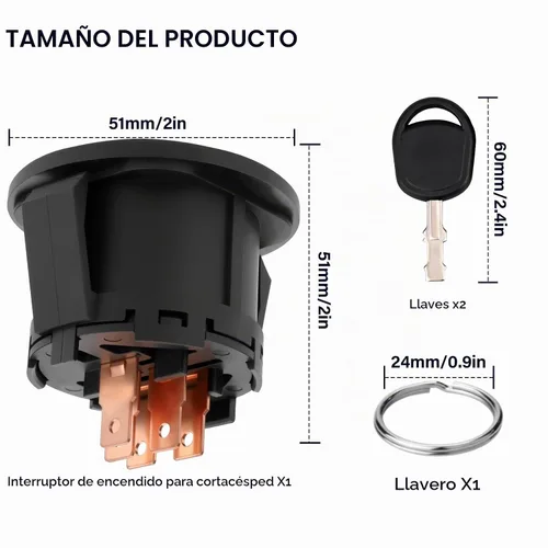 Vista 3 de Interruptor de encendido para Bad Boy con llaves, cortacésped, interruptor de 5 terminales para Craftsman Troy-Bilt MTD Cub Cadet Husqvarna JD AYP
