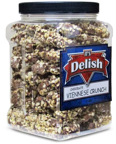 Vista 5 de Gourmet Viennese Crunch by Its Delish - Recipiente reutilizable jumbo de 2 libras (tarro de 32 onzas) - Chocolate negro premium recubierto