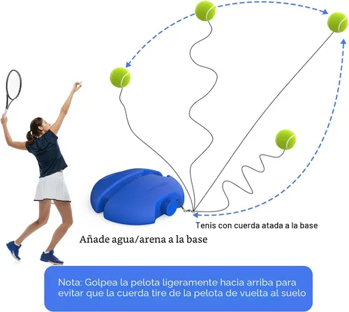 Vista 5 de Tennis Trainer Rebound Ball with 3 String Balls, Portable Tennis Training Tool Suitable for Beginners Sport Exercise-Blue 6 bolas