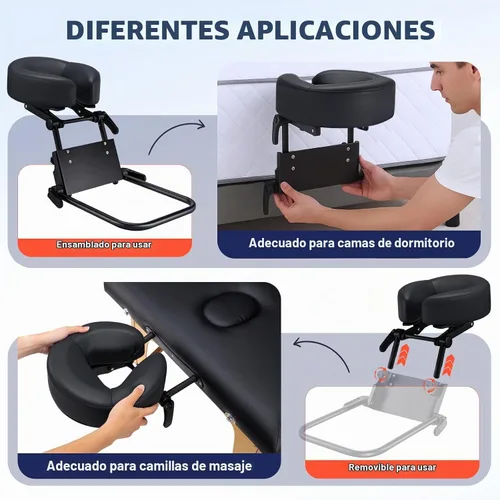 Vista 8 de Kit de masaje para la parte superior del colchón para el hogar, reposacabezas de masaje universal para cama, altura ajustable de hasta 14.5