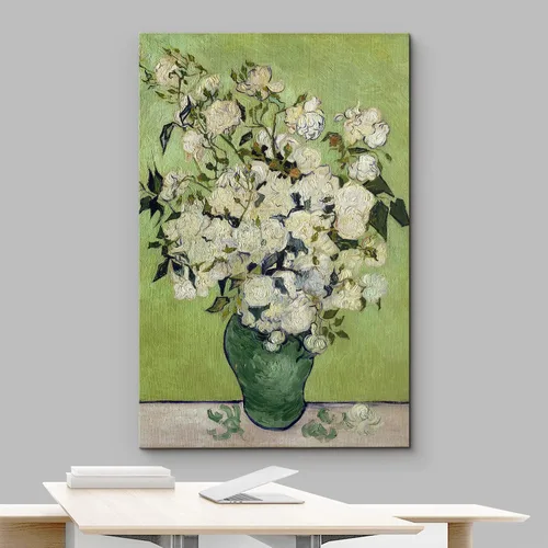 Vista 3 de Lienzo decorativo para pared, diseño de Van Gogh 32. Lirios y rosas
