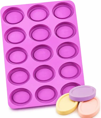Vista 11 de 6-Cavity Floral Silicone Mold 2-Pack – Flexible DIY Soap, Chocolate, Wax & Resin Mold for Handmade Crafts – Purple & Blue, Non-Stick & Heat Resistant
