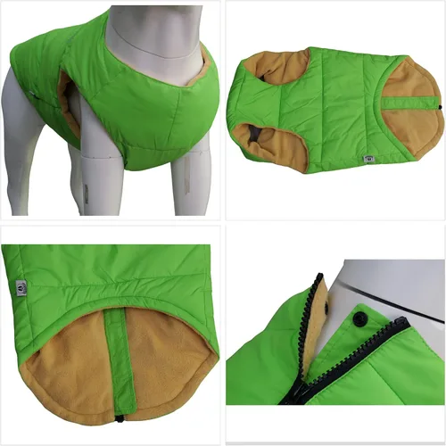 Vista 2 de Chaleco de invierno para perro, impermeable, resistente al viento, con forro polar supercálido, con cierre de cremallera suave para perros pequeños