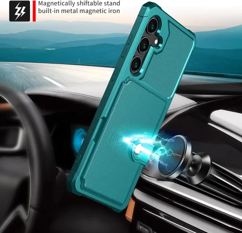 Vista 71 de Funda para Samsung Galaxy S21 Ultra con tarjetero, compatible con soporte magnético para automóvil, resistente a los golpes, resistente, suave, TPU