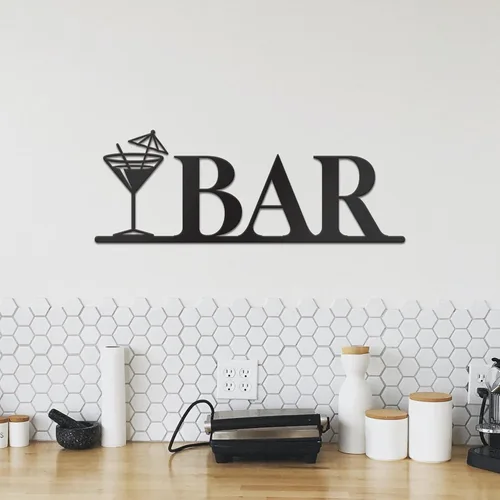 Vista 3 de Vivegate Decoración de pared de barra de metal, letras modernas de barra negra para decoración de bar del hogar