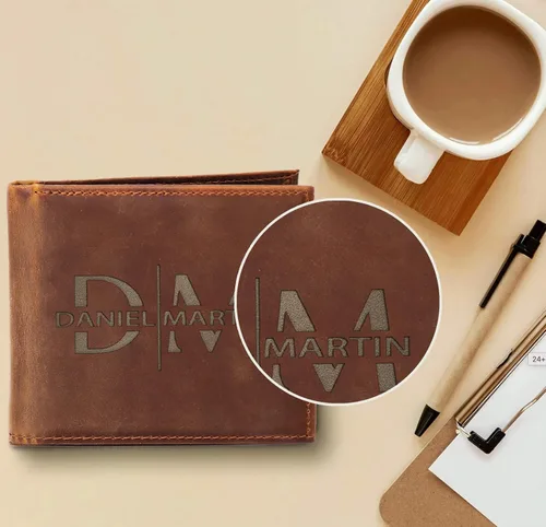 Vista 11 de Billeteras de cuero personalizadas para él, novio, marido, hombre, hijo, billetera plegable grabada para hombres, billeteras, regalo de hombre