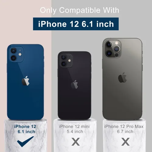 Vista 7 de DEENAKIN Funda compatible con iPhone 12 con protector de pantalla, silicona sedosa, funda de cámara mejorada, probada contra caídas de 16 pies