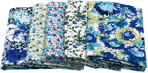 Vista 7 de Paquete de 5 piezas de tela de popelina azul claro con patrón diferente, 18.1 x 22.0 in (aprox. 18 x 22 pulgadas)