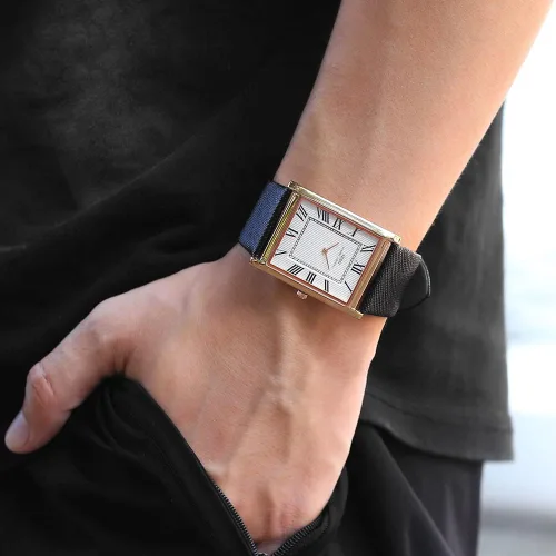 Vista 6 de IBSO Men Watches 7MM Ultra-Thin Rectangle Dial Watch Classic Quartz Wristwatch