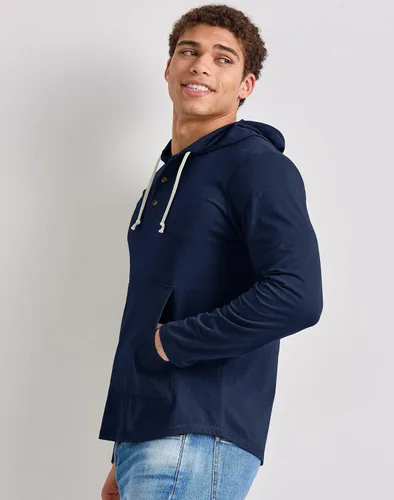 Vista 2 de Hanes Sudadera con capucha para hombre Originals Tri-Blend con cuello Henley