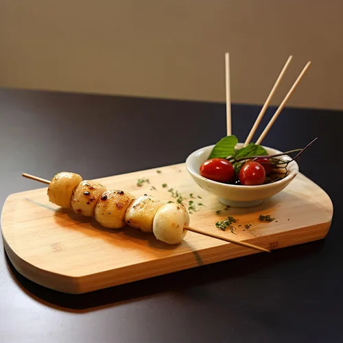 Vista 4 de BambooMN Marca - Brochetas de bambú redondas de punta afilada premium 4.1" X 0.098 in - 300pcs