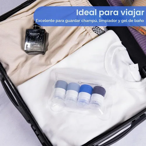 Vista 9 de MICEBAY Botellas exprimibles de condimentos para salsas, mini recipiente de silicona para aderezo de ensalada de 1 onza para llevar con bolsa de Azul