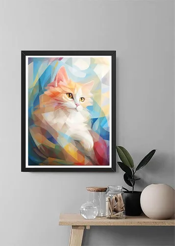 Vista 3 de Diymood Pintura por números para adultos, gatos, pintura al óleo, pintura acrílica abstracta por números, kits para adultos principiantes