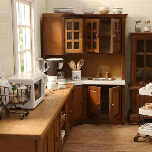 Vista 5 de Accesorios en miniatura para casa de muñecas, horno microondas, mini cocina, mueble, electrodoméstico, modelo de casa en miniatura 1:12, decoración