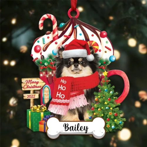Vista 105 de Amantes de los perros de Navidad – Navidad de perros disponibles para muchos perros Shi Tzu – Adorno con forma personalizada, adorno de Navidad
