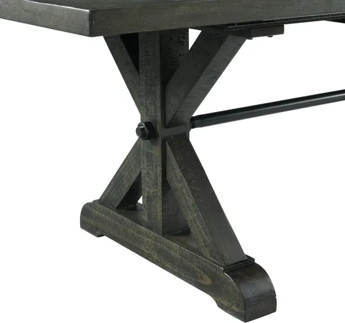 Vista 8 de Sunset Trading Gray Trestle - Juego de comedor de 6 piezas Mesa rectangular extensible de 96 pulgadas Servidor con estante para vino Madera