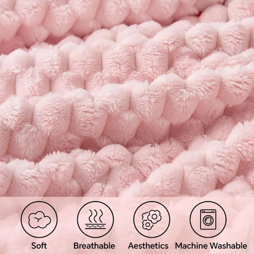 Vista 107 de BEDELITE Manta de forro polar para sofá y cama, manta decorativa de jacquard 3D de almendra, súper suave y acogedora, manta mullida cálida adecuada