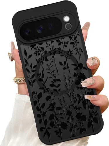 Vista 32 de ZIYE Funda magnética para Google Pixel 9 Pro XL de 6.8 pulgadas [compatible con MagSafe] funda de policarbonato duro y TPU suave con flor de cerezo