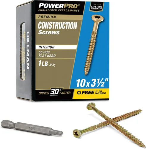 Vista 16 de Power Pro 48587 Tornillos de madera, #8 x 3.8 cm, tornillos premium Star Drive para gabinetes interiores, zinc amarillo dorado, paquete de 5 libras