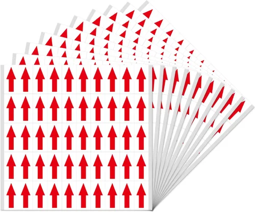 Vista 9 de 2100 calcomanías de flecha roja de 0.8 × 0.4 pulgadas etiquetas de dirección de vinilo