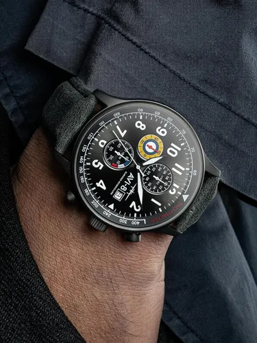 Vista 4 de Reloj analógico AV-4011 Hawker Hurricane, con mecanismo de cuarzo japonés, con correa de piel, de AVI-8
