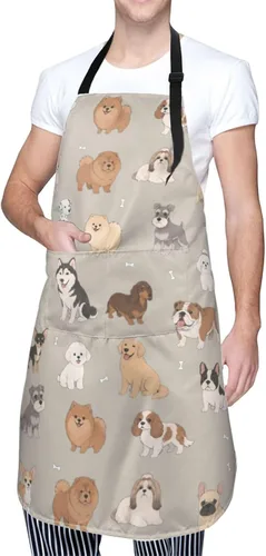 Vista 2 de Perinsto Waterproof Apron With 2 Pockets Kitchen Chef Aprons Bibs For Cooking Baking Painting Gardening Grooming Afroamericano Negro Chica Mujer