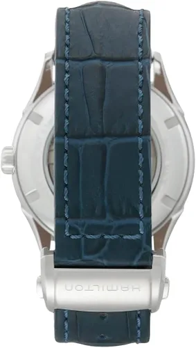 Vista 3 de Hamilton Jazzmaster - Funda de corazón abierto de 1654in esfera plateada correa de cuero azul modelo H32705651 Plateado Reloj automático