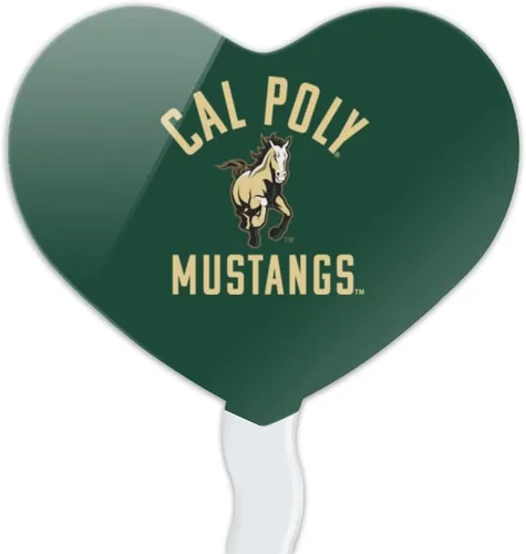 Vista 2 de Cal Poly Mustangs Logo Corazón Amor Cupcake Toppers Decoración Set de 6