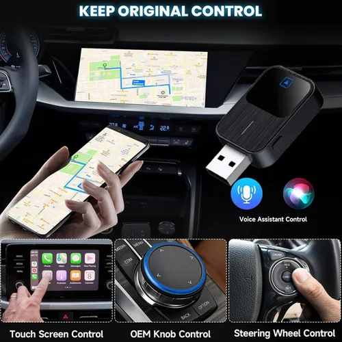 Vista 4 de 2026 Upgraded Wireless Carplay Adapter for BMW X6 (G06) 2019-2026 2-in-1 Mini Auto Adapter Wired CarPlay to Wireless Fast Connection,A-Black