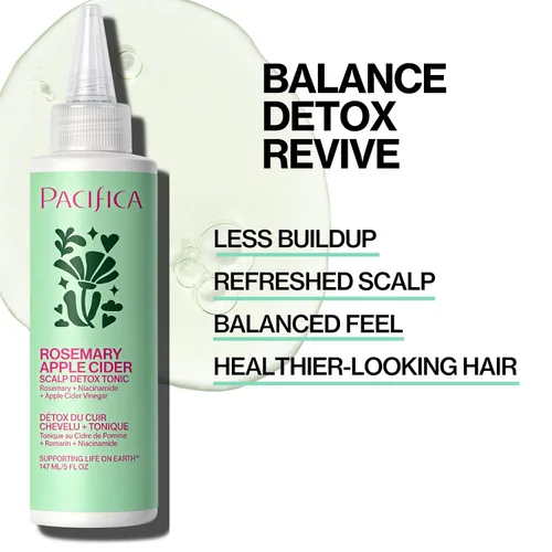 Vista 4 de Pacifica Tónico Desintoxicante para el Cuero Cabelludo – Exfoliante para el Cuero Cabelludo de Romero y Vinagre de Sidra de Manzana, Enjuague