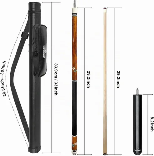 Vista 5 de HomeSeason Pool Cue Stick 58" Professional Billiard Canadian Maple Pool Stick with Leather Case & 13mm Tip, 18/19/20/21oz for Adults Pro Player 20oz