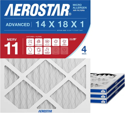 Vista 6 de Aerostar Filtro de aire MERV 8 de 14 x 18 x 1, paquete de 4 filtros de horno HVAC, electrostático MPR 600 y FPR 5