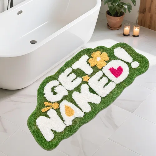 Vista 14 de Get Naked - Alfombra de baño negra – Divertida alfombra de baño antideslizante de felpa, 20 x 40 pulgadas, microfibra absorbente de secado rápido