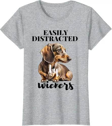Vista 25 de Easy Distracted By Wieners Dachshund - Camiseta divertida para perro Weiner, Azul