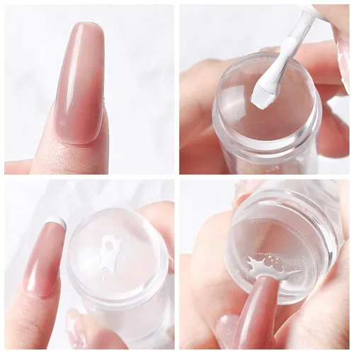 Vista 3 de 2 juegos de sellos de arte de uñas de doble cara de silicona transparente con raspador, kit de estampado de arte de uñas transparente francés para 2