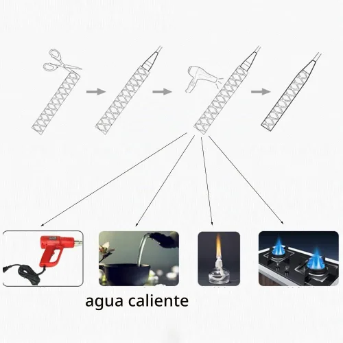 Vista 5 de Paquete de 4 fundas protectoras para mango de cuchillo de chef, termorretráctil, agarre antideslizante, para cuchillo Nakiri, cuchillos de cocina