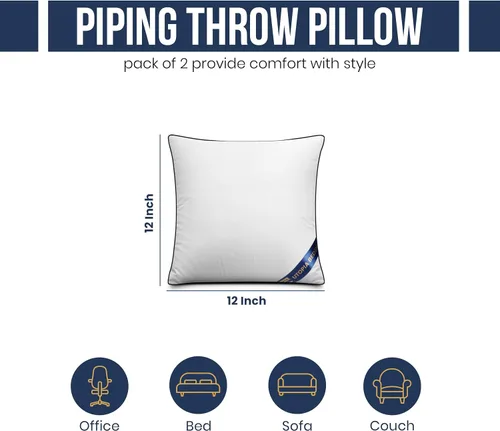 Vista 2 de Utopia Bedding - Relleno de almohadas decorativas (paquete de 2, color blanco), almohadas para sofá, cama y sofá de 12 x 12 pulgadas, relleno