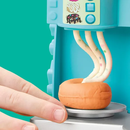 Vista 5 de Play-Doh Donut Drop Shop Playset, juguete de comida para jugar, artes y manualidades para niños, regalo de Pascua para niños a partir de 3 años