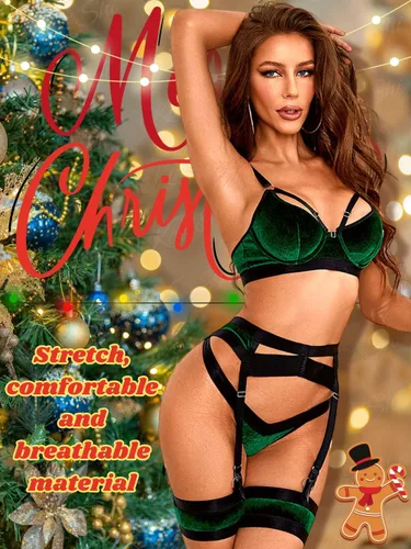 Vista 141 de Kaei&Shi - Lencería con liguero para mujer, conjunto de encaje traslúcido y sexy de 4 piezas combinadas