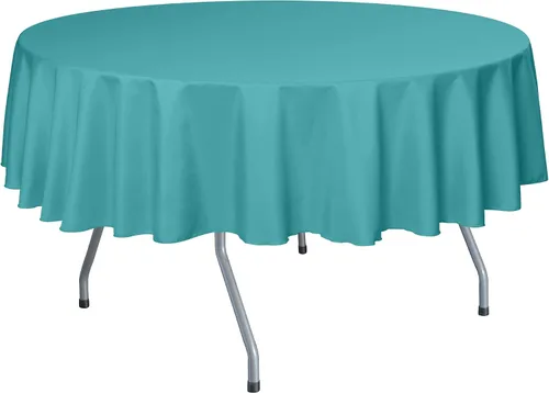 Vista 63 de Ultimate Textile Mantel redondo de lino de poliéster de 84 pulgadas, color azul marino