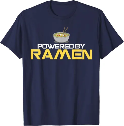 Vista 49 de Camiseta de fideos de anime japoneses Powered By Ramen, Negro, S