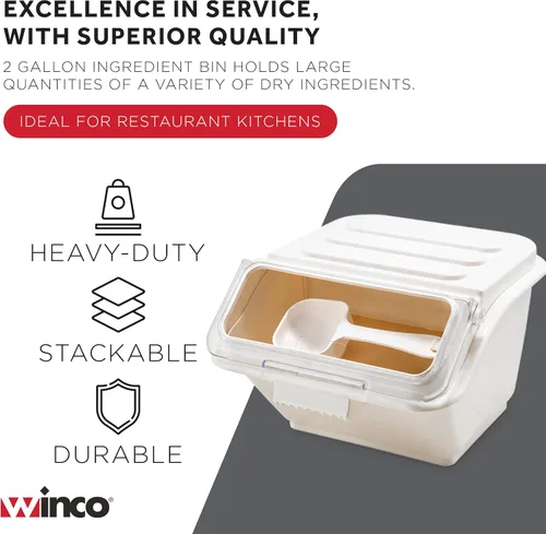 Vista 3 de Winco IB-2S - Contenedores de ingredientes para estantes, 2 galones (capacidad de 40 tazas), color blanco