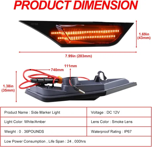 Vista 5 de 2 luces direccionales JDM con lente ahumada, color ámbar y blanco, bombilla LED frontal compatible con Honda Civic Sedan Coupe Hatchback 2016-2021