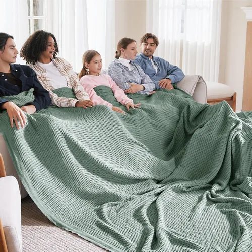 Vista 10 de Bedsure Gentlesoft - Manta de 100 % algodón, tamaño Twin XL, para dormitorio universitario, transpirable y suave, manta Twin de tejido waffle