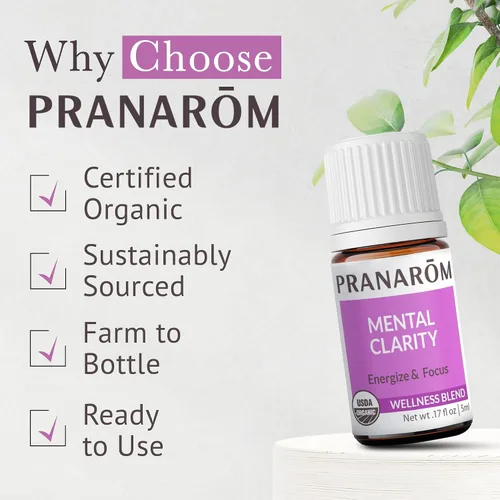 Vista 6 de Pranarom - Aceite esencial de claridad mental y enfoque, aceite esencial puro para difusores, aceite aromático revitalizante, lavanda, limón, menta