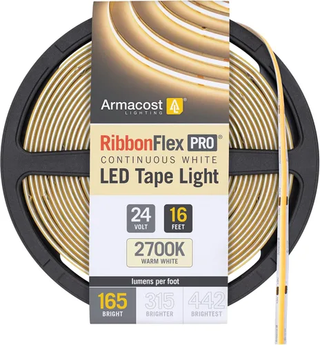 Vista 29 de Armacost Lighting RibbonFlex Pro 24V Luz de Tira LED COB Blanca, 2700K, 165 Lúmenes/Pie, 2.5M 171110 Blanco cálido 2700K