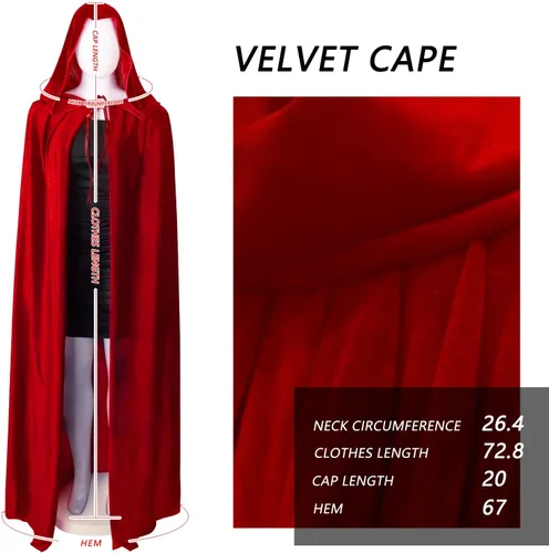 Vista 6 de Capa de bruja de longitud completa para mujer, capa de terciopelo, disfraz de cosplay
